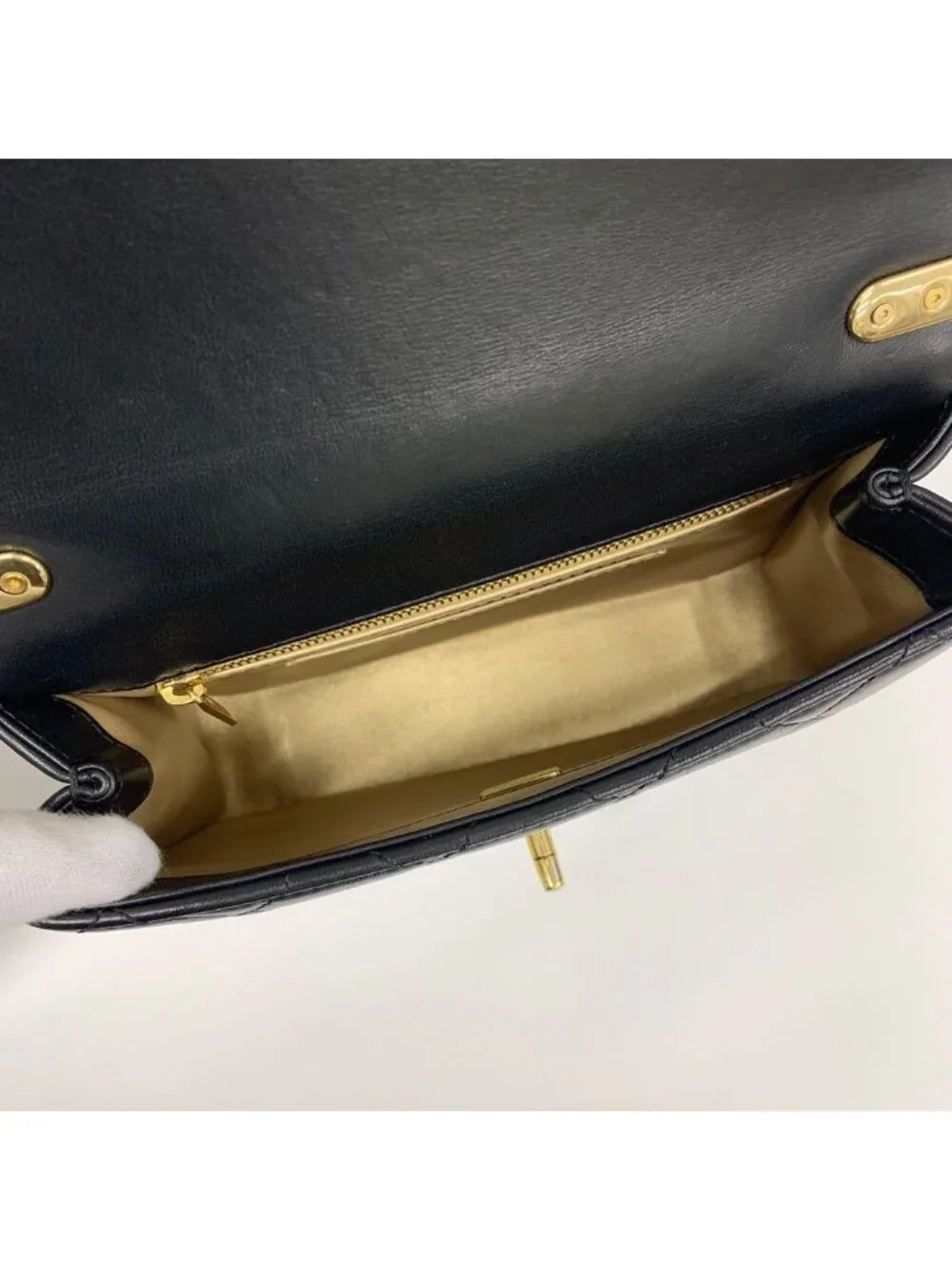Chanel Quilted Top Handle CC Logo Leather